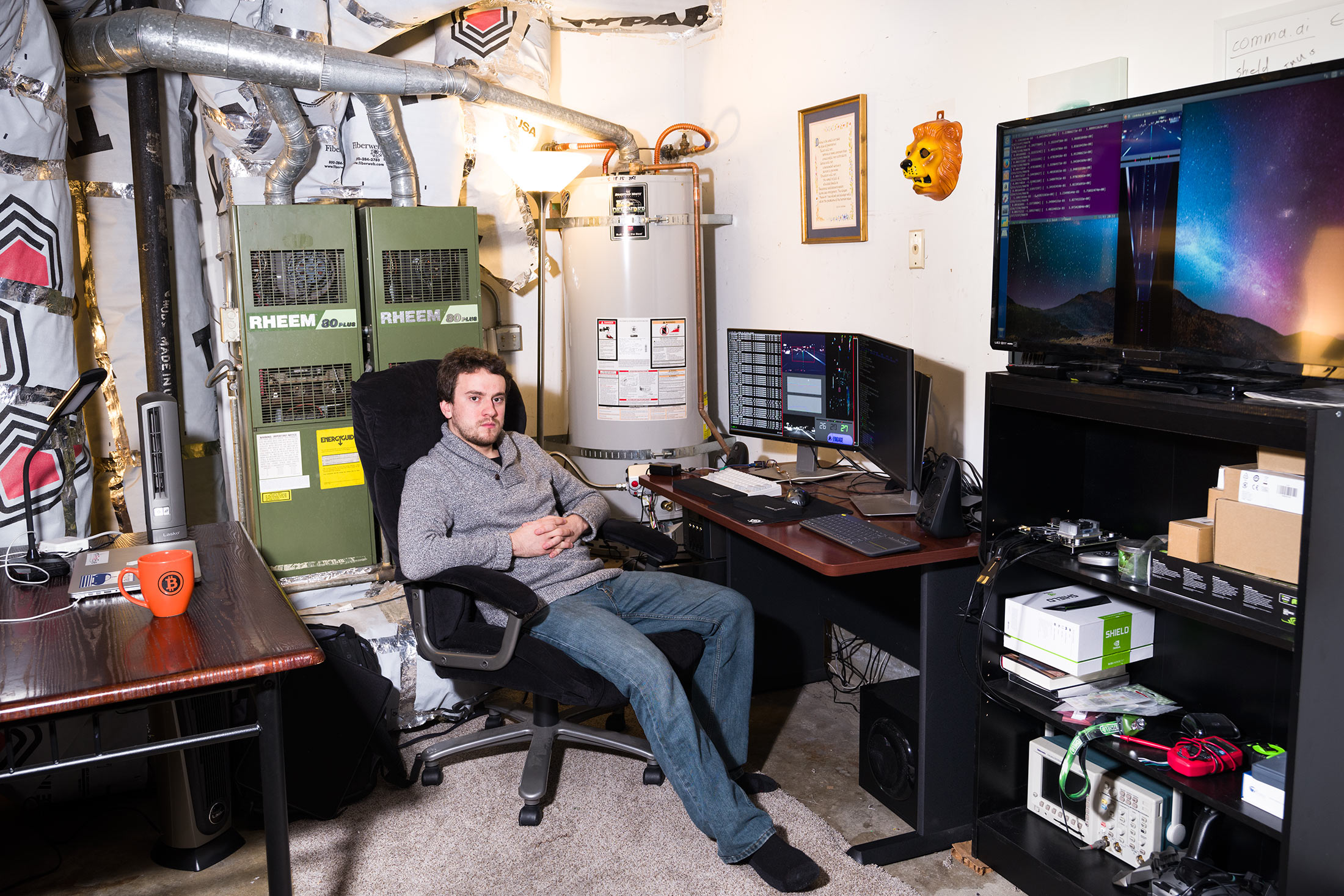 George Hotz in his garage