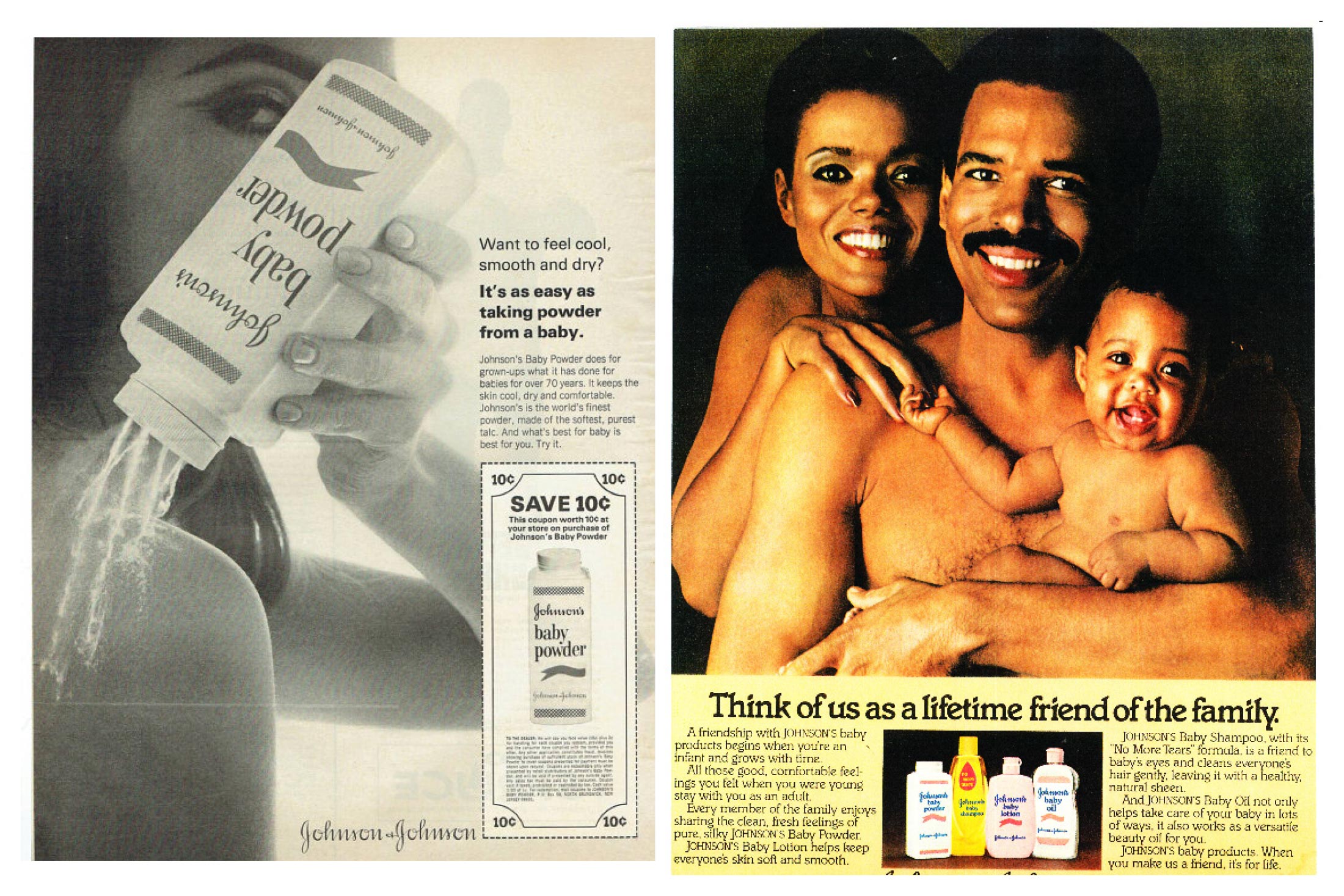 J&J ads from 1965 and 1980