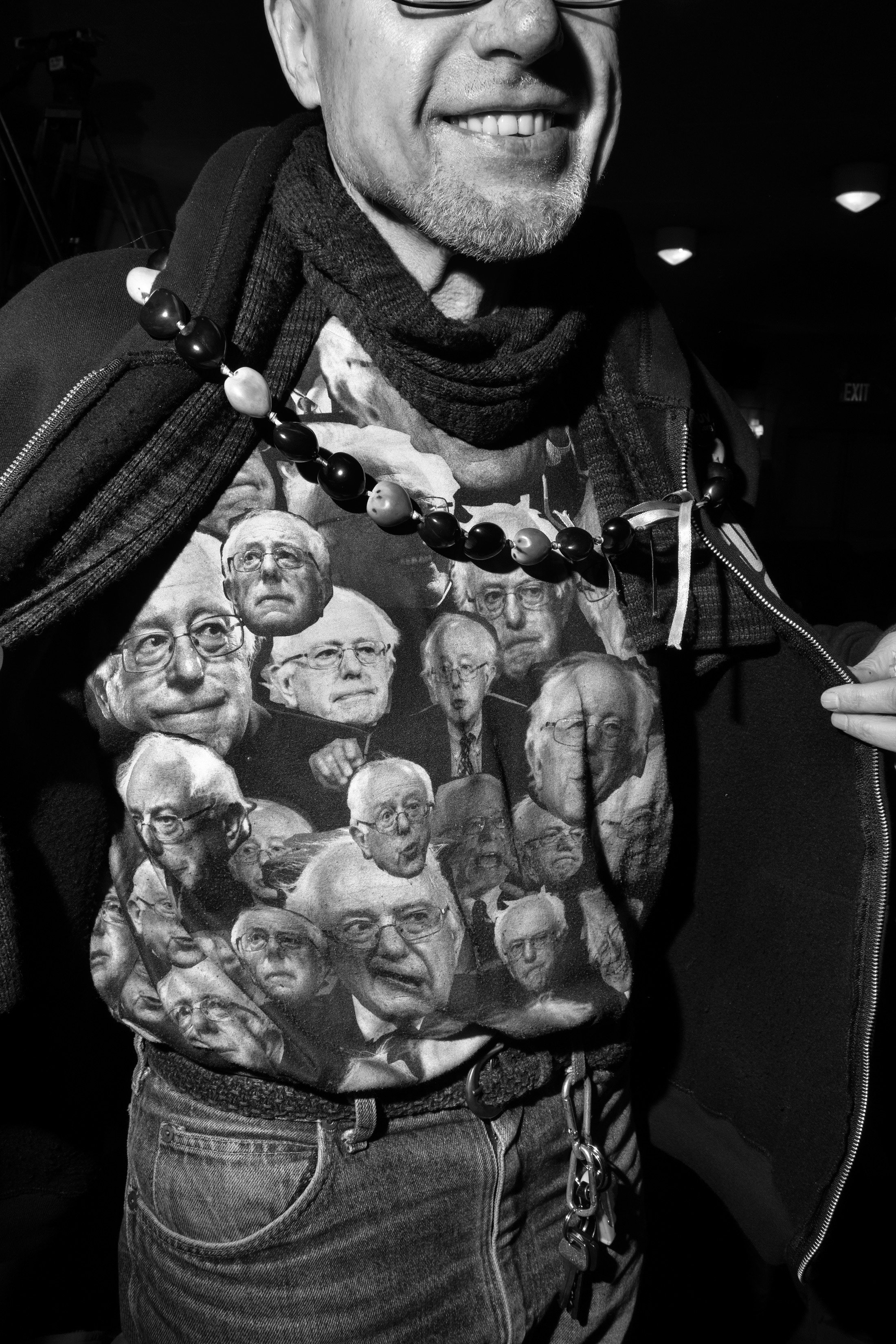 A man at a rally for Senator Bernie Sanders at The Town Hall in New York City on Jan. 5