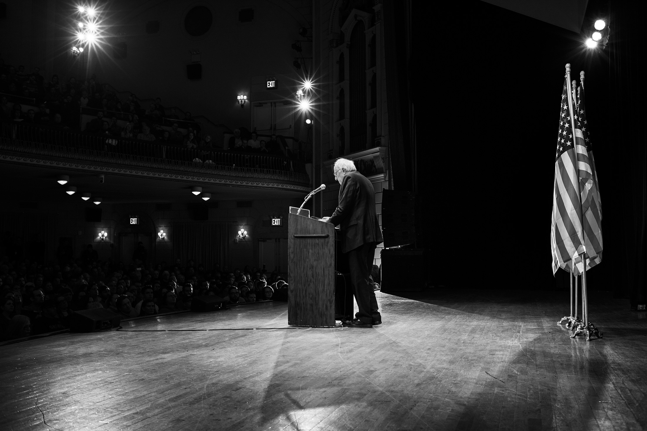 Bernie Sanders delivering a speech about Wall Street Reform at The Town Hall in New York City on Jan. 5