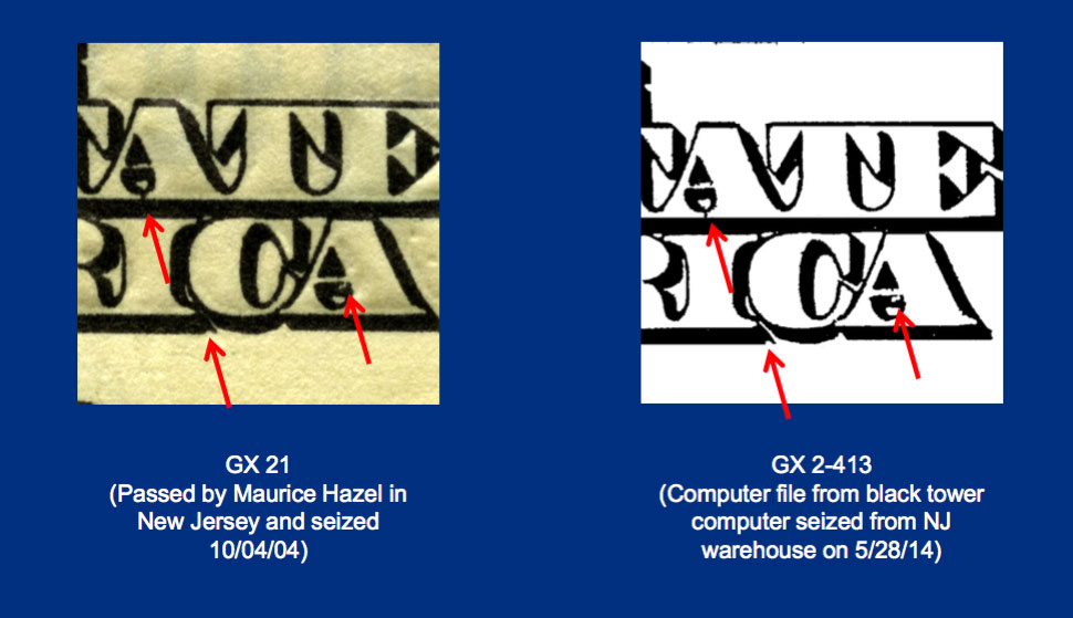 Counterfeit money court documents