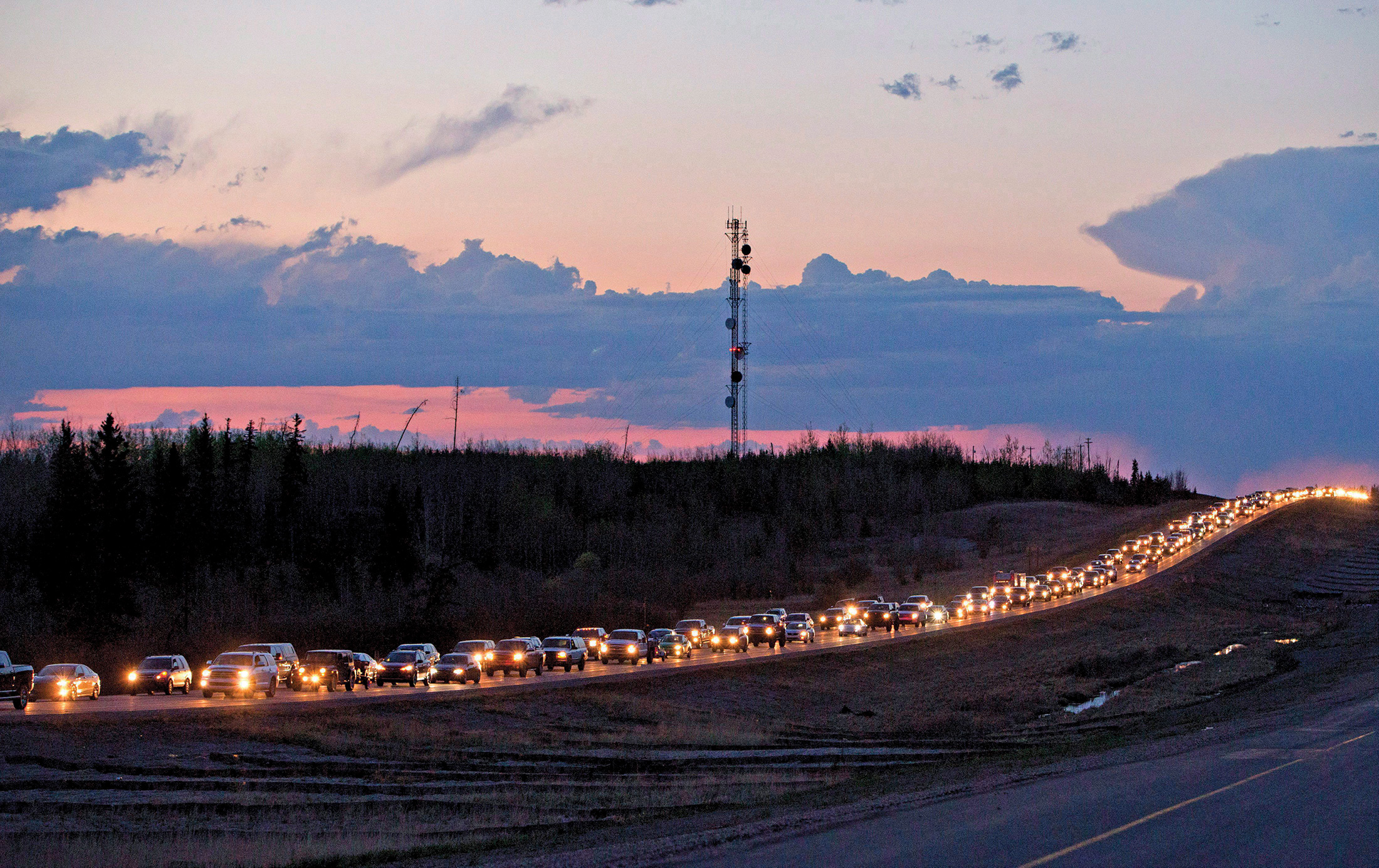 Fort McMurray evacuation traffic