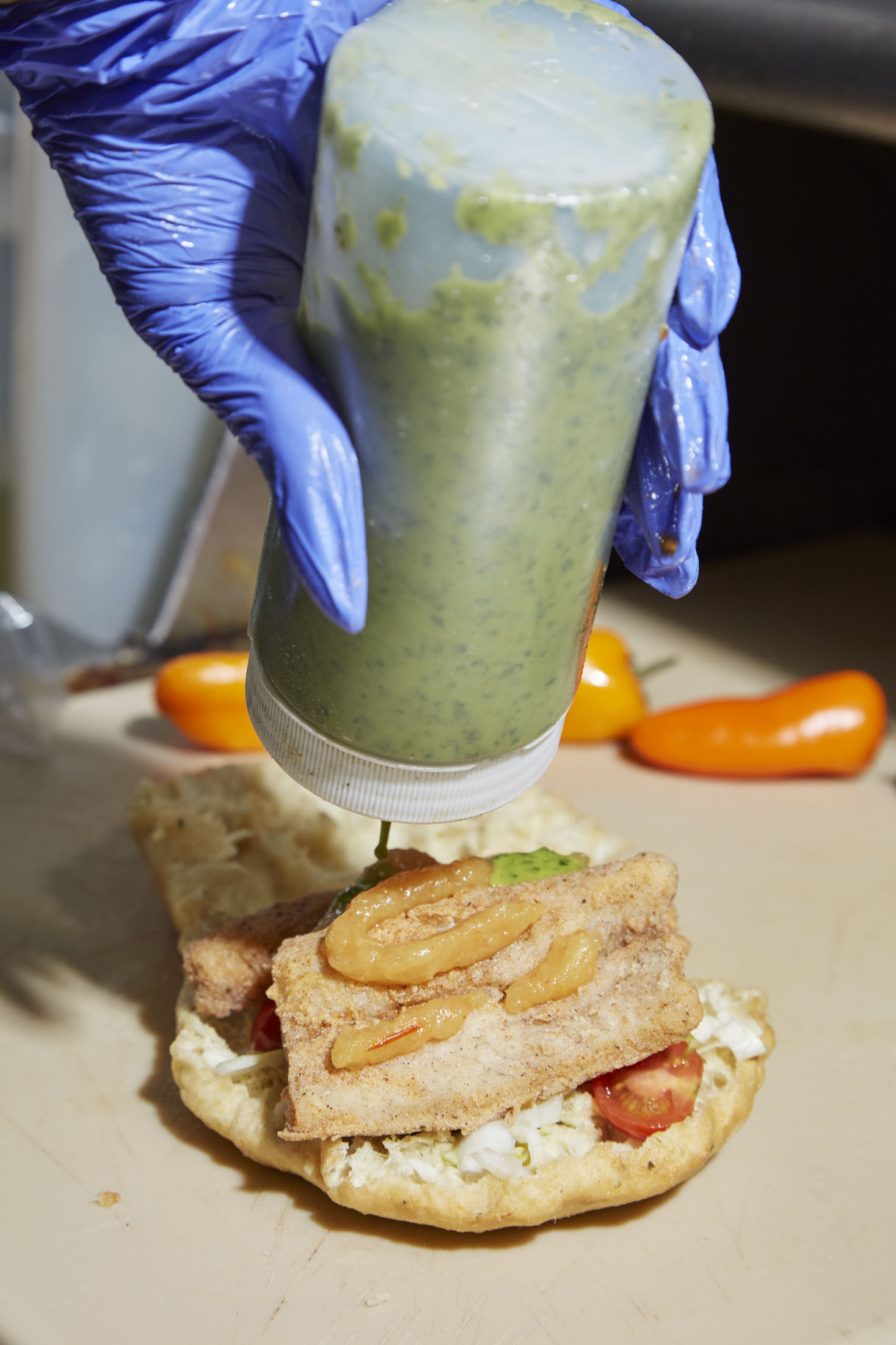 takes a taste-trip to the Caribbean with Lolo’s Shark & Bake, topped with a hefty squeeze of tangy salsa verde.