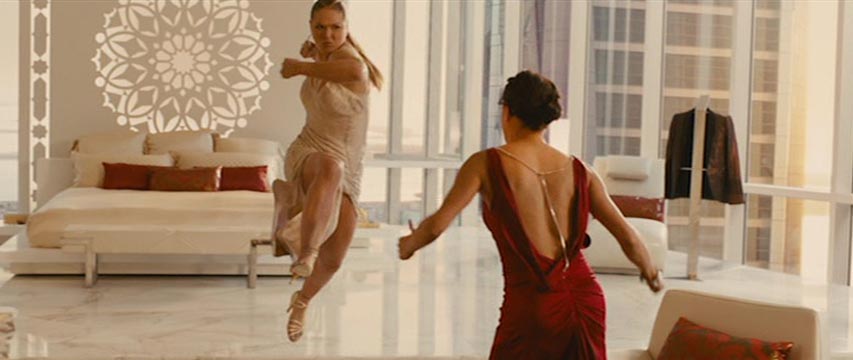 Two women in a fist fight