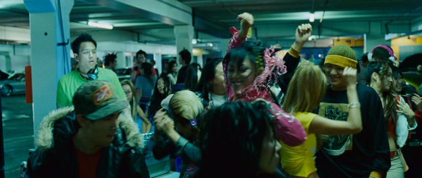 Party in a car garage