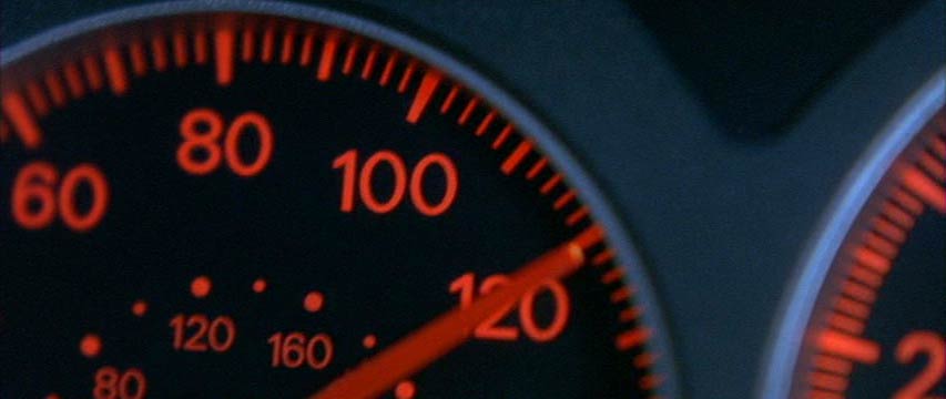 Close-up of car speedometer