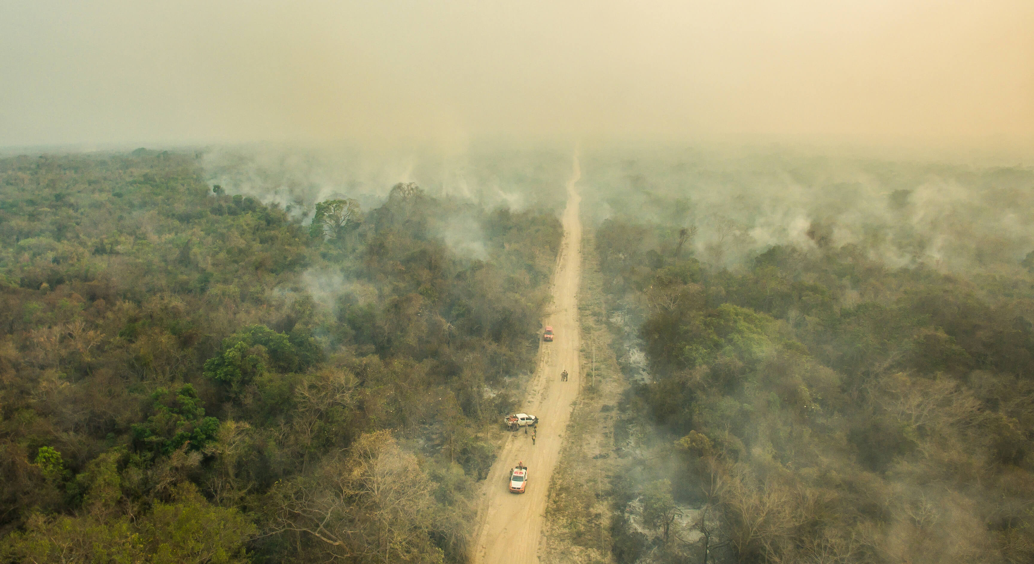 Fires scorcth the earth, leaving a plume of smoke