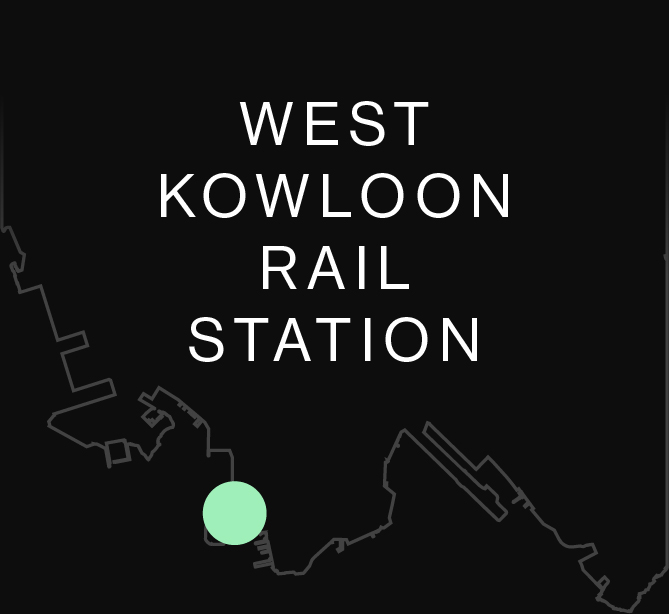 Map locates the West Kowloon Rail Station