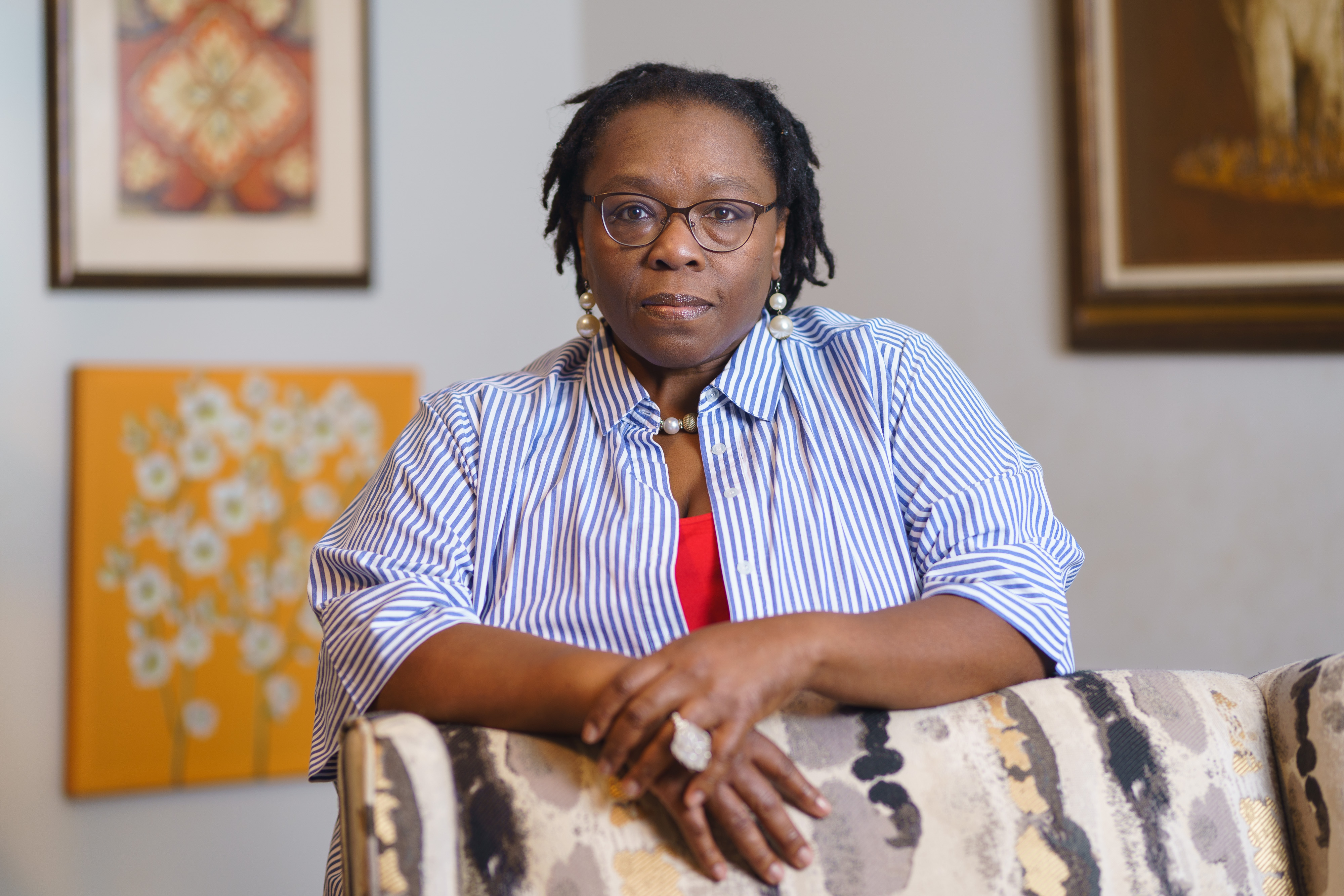 Sheila Anderson, who lost her job as an Instacart call-center manager, at her home in East Point.