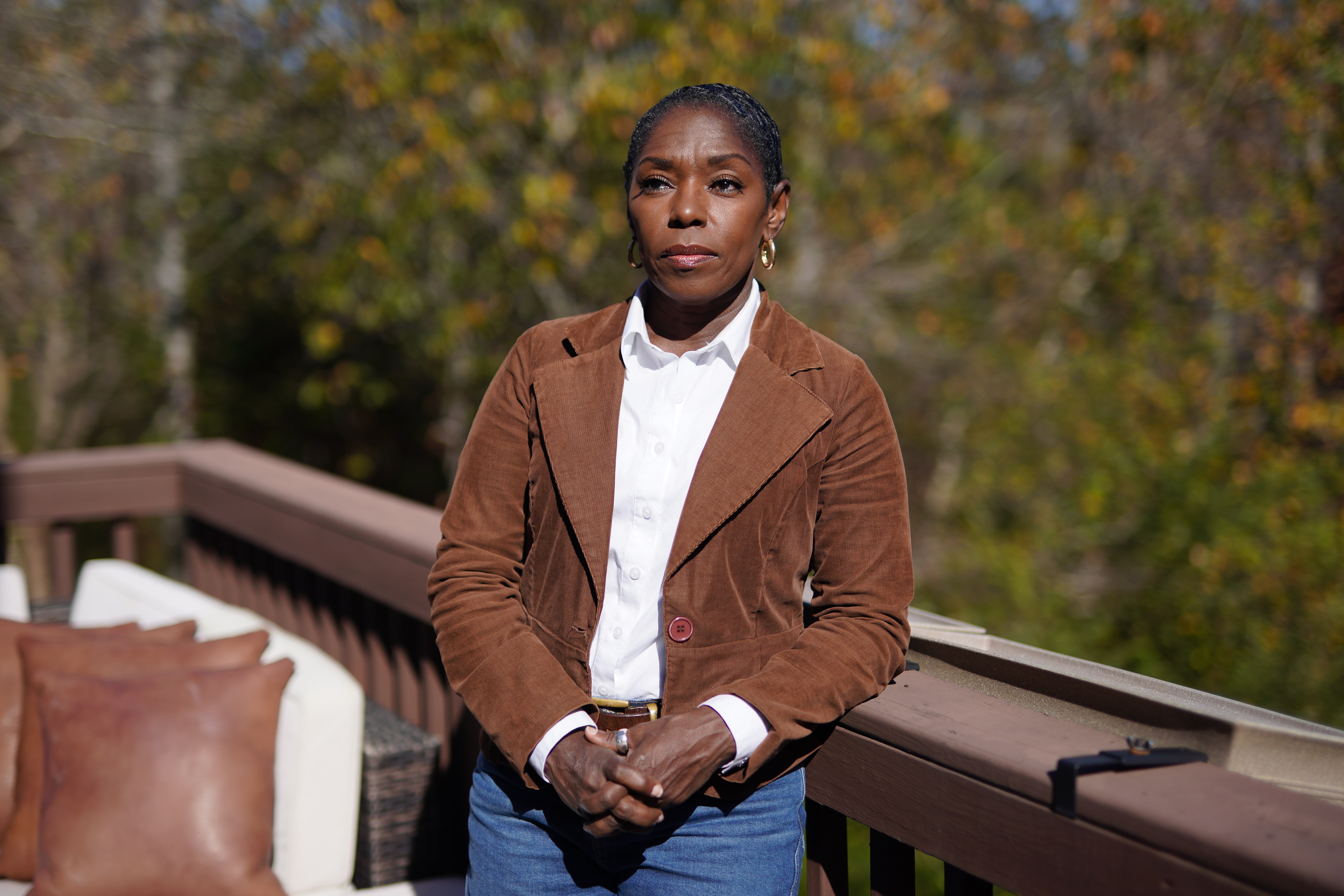 Former Atlanta transit worker Tenel Belcher at her home in Stone Mountain, Georgia.