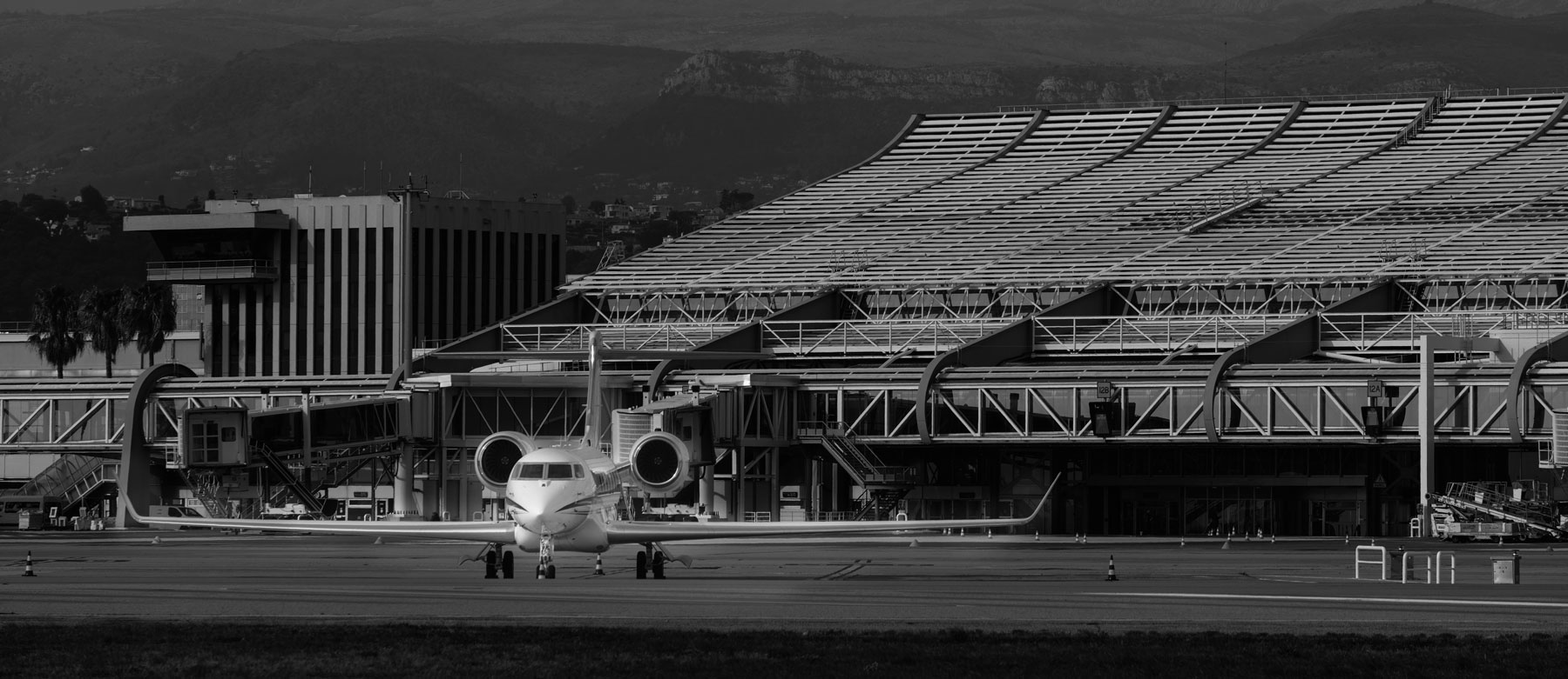 A private jet aircraft on the tarmac at Nice Cote d’Azur airport