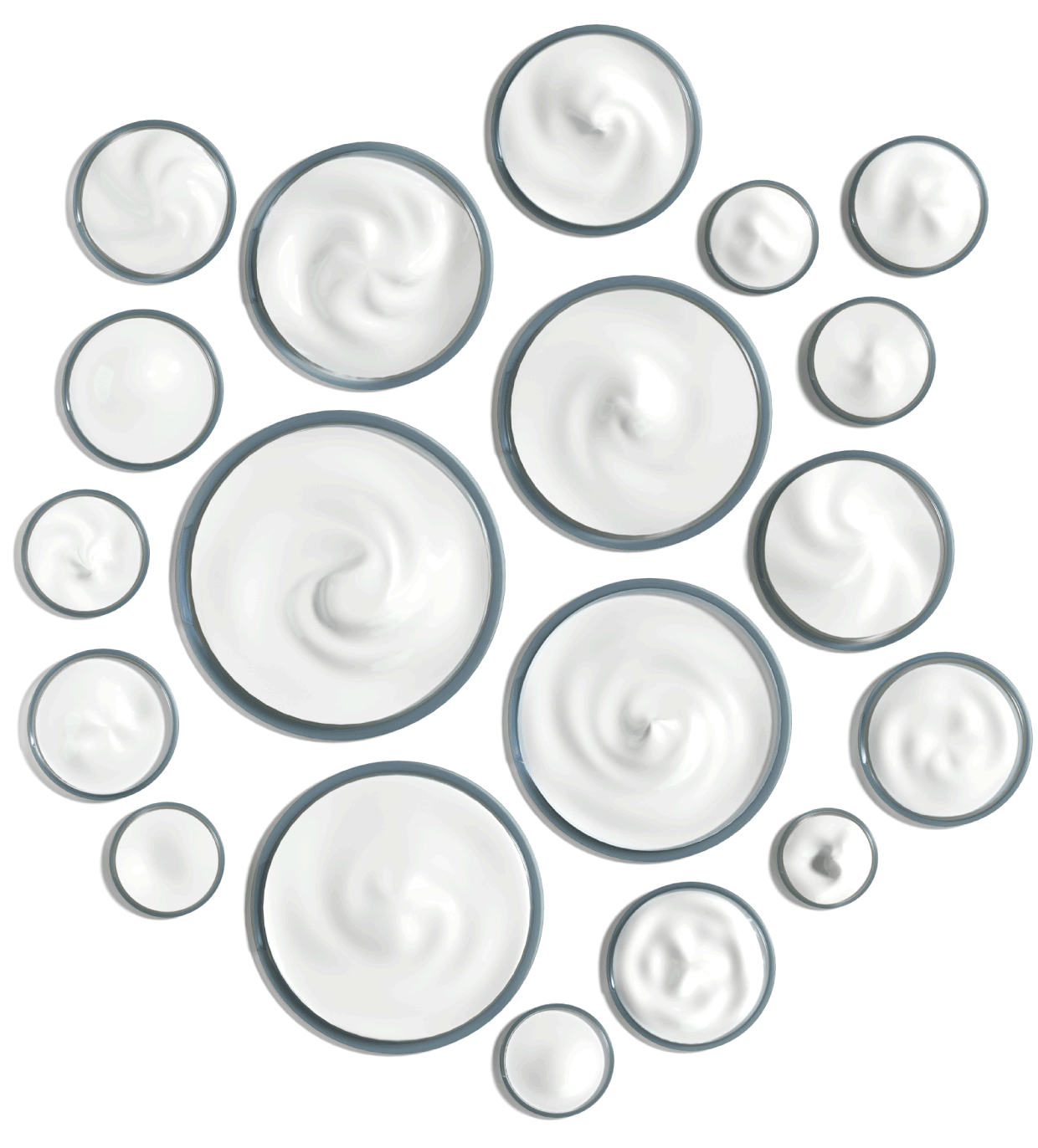 A bubble chart graphic where bubbles are shaped like little pots of cream, representing the potentially worrisome fragrance ingredients present in cosmetic products and their associated risks. The biggest risk category represented is Carcinogenicity, with 34 potentially worrisome ingredients found.