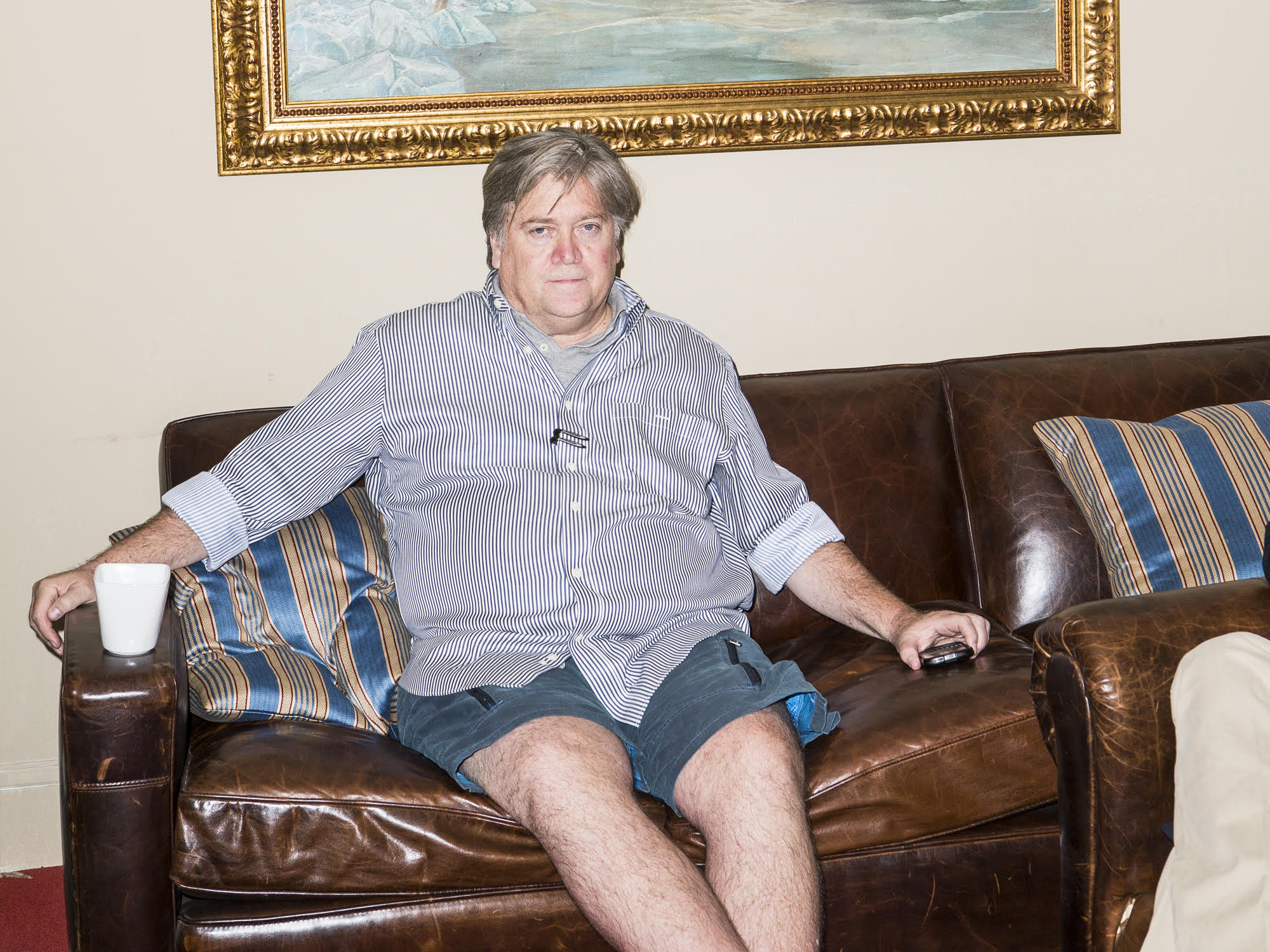 photo of Steve Bannon on a couch